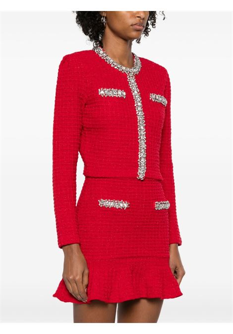 Red textured-knit cardigan Self-portrait - women SELF-PORTRAIT | RS25918CR