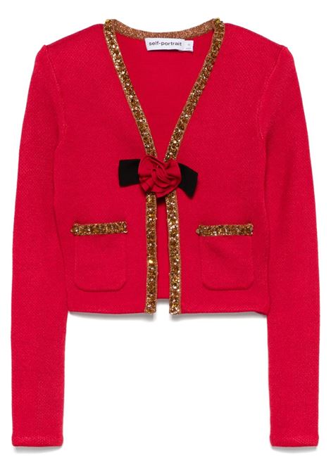 Cardigan con decorazioniin rosso Self-portrait- donna SELF-PORTRAIT | RS25972CR