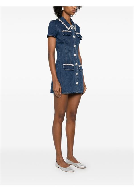 Blue crystal-embellished denim mini dress Self-portrait - women SELF-PORTRAIT | SS24921SBL