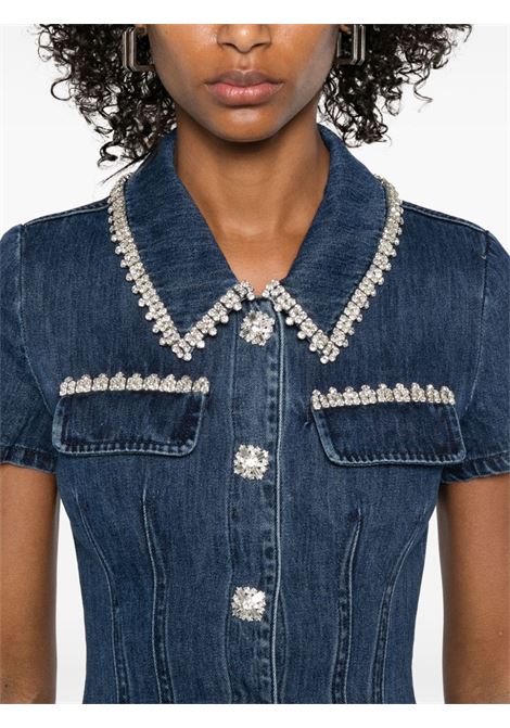 Blue crystal-embellished denim mini dress Self-portrait - women SELF-PORTRAIT | SS24921SBL