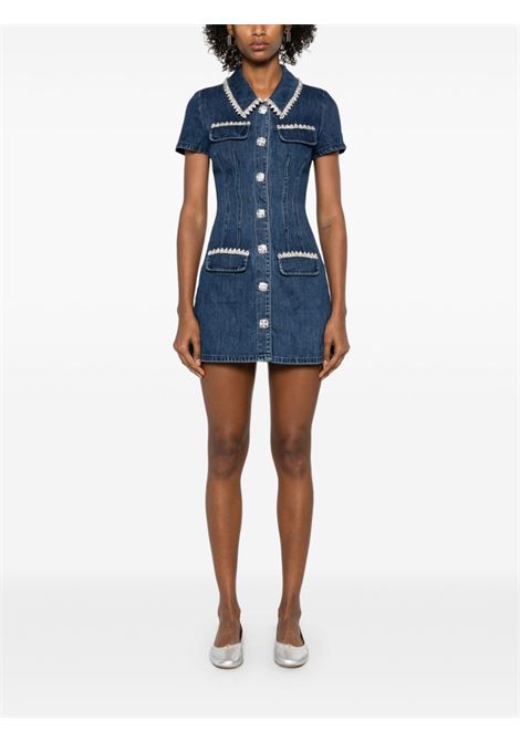 Blue crystal-embellished denim mini dress Self-portrait - women SELF-PORTRAIT | SS24921SBL