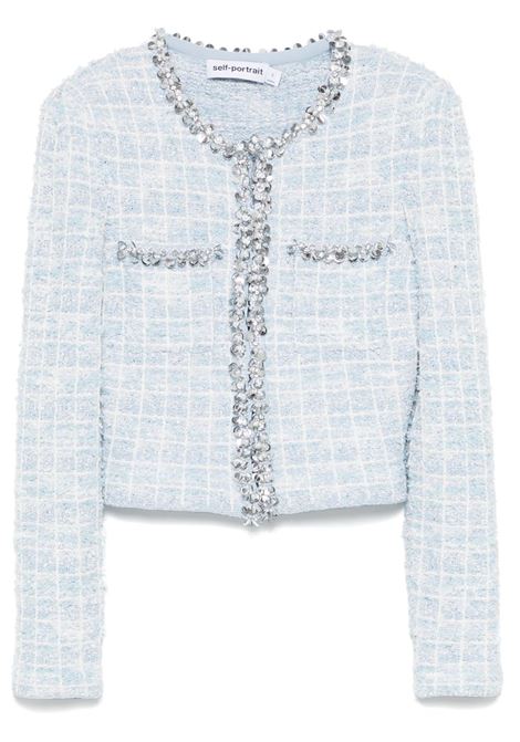 Cardigan con paillettes in azzurro Self-Portrait - donna