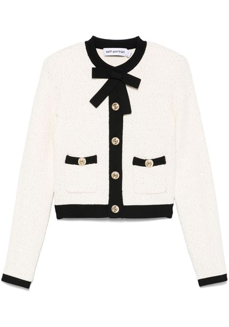 Ivory sequin-embellished cardigan Self-Portait - women