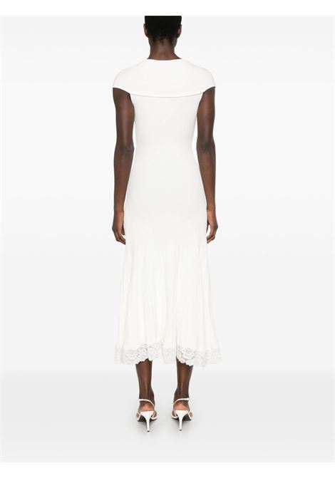 Abito midi in maglia e inserti in pizzo in bianco Self-Portrait - donna SELF-PORTRAIT | SS25026MW