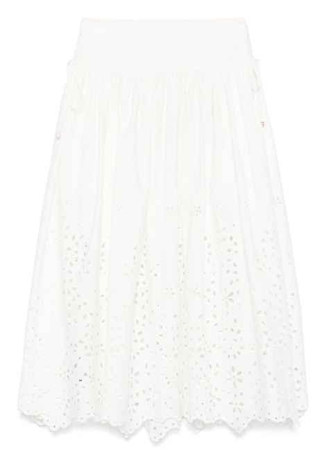 White embroidered midi skirt Self-portrait - women