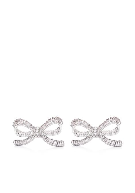 Silver crystal bow earrings Self-portrait - women