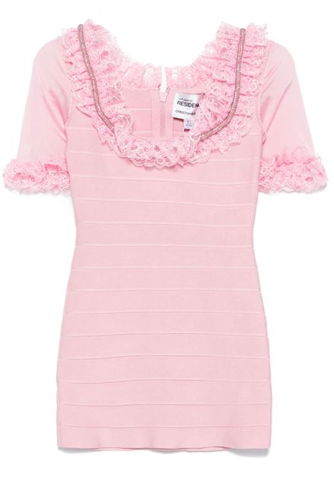 Pink ruffled knitted mini dress Self-portrait - women SELF-PORTRAIT | SS25CK004SP