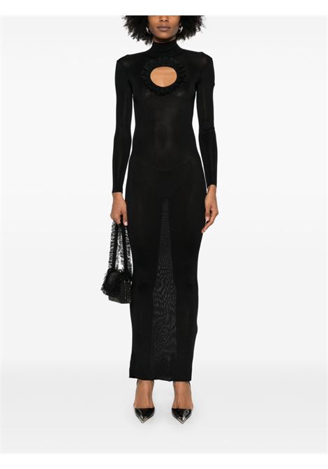 Black cut out-detail knitted maxi dress Self-portrait - women SELF-PORTRAIT | SS25CK005XB