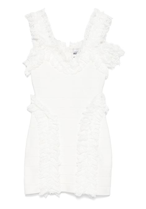 White knit ruffle mini dress Self-portrait - women SELF-PORTRAIT | SS25CK009SW