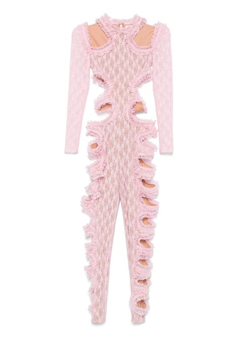 Pink cut out-detail lace jumpsuit Self-portrait - women SELF-PORTRAIT | SS25CK011JSP