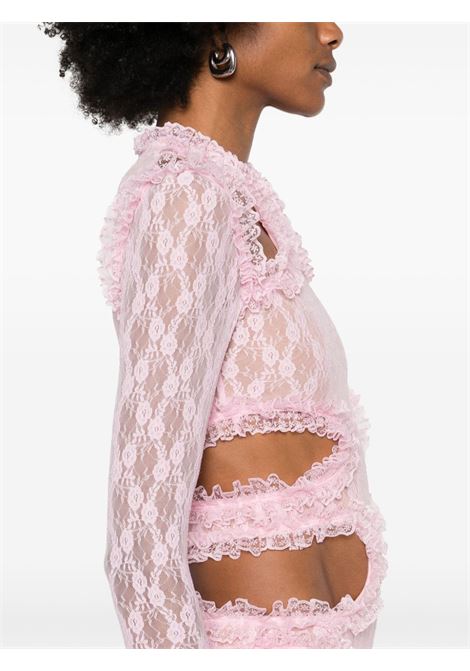 Pink cut out-detail lace jumpsuit Self-portrait - women SELF-PORTRAIT | SS25CK011JSP