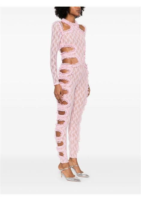 Pink cut out-detail lace jumpsuit Self-portrait - women SELF-PORTRAIT | SS25CK011JSP