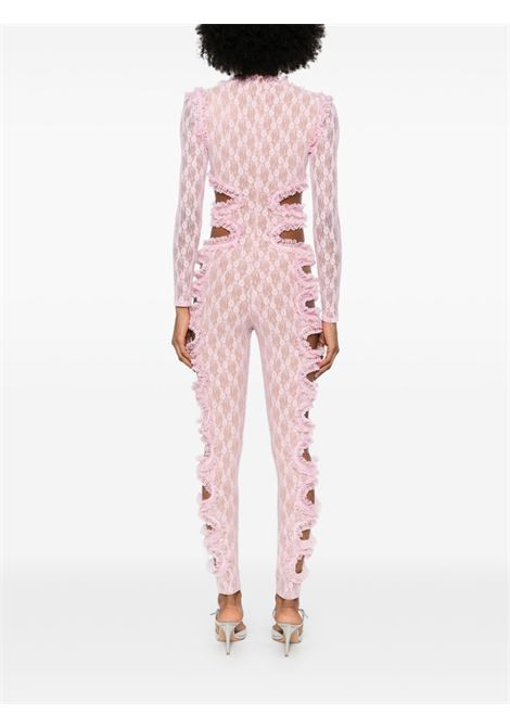 Pink cut out-detail lace jumpsuit Self-portrait - women SELF-PORTRAIT | SS25CK011JSP