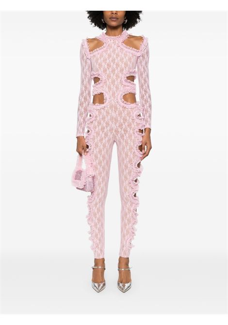 Pink cut out-detail lace jumpsuit Self-portrait - women SELF-PORTRAIT | SS25CK011JSP