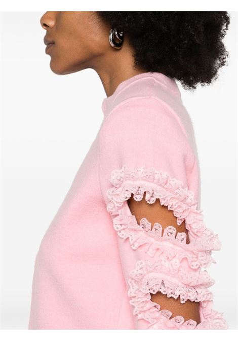 Pink cut-out lace-detail cardigan Self-portrait - women SELF-PORTRAIT | SS25CK015CP