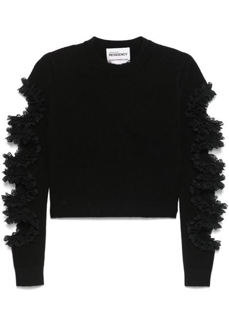 Black cut-out lace-detail jumper Self-portrait - women SELF-PORTRAIT | SS25CK015JB