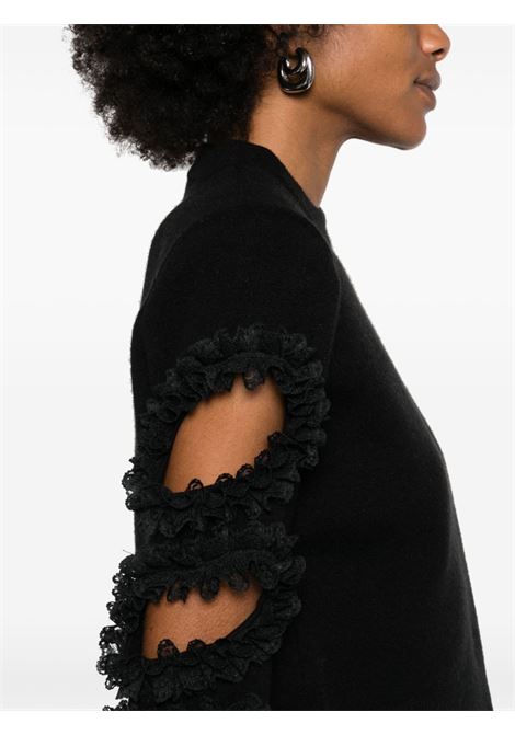 Black cut-out lace-detail jumper Self-portrait - women SELF-PORTRAIT | SS25CK015JB