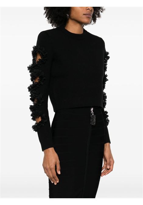 Black cut-out lace-detail jumper Self-portrait - women SELF-PORTRAIT | SS25CK015JB