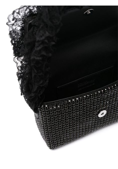 Black crystal-embellished lace-detail shoulder bag Self-portrait - women SELF-PORTRAIT | SS25CK301B