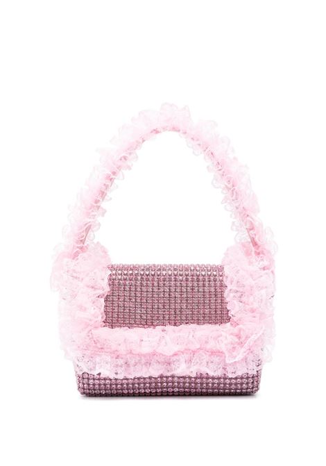 Pink crystal-embellished lace-detail shoulder bag Self-portrait - women SELF-PORTRAIT | SS25CK301P