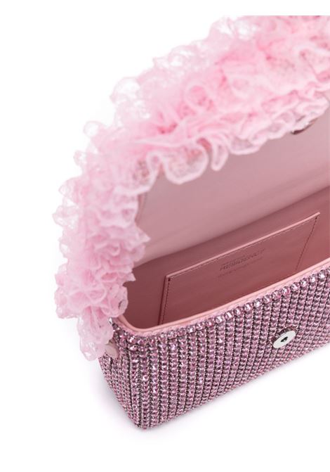 Pink crystal-embellished lace-detail shoulder bag Self-portrait - women SELF-PORTRAIT | SS25CK301P