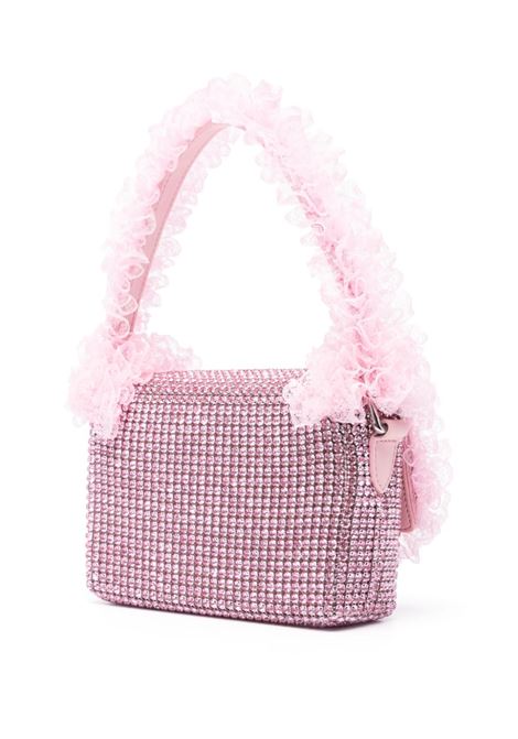 Pink crystal-embellished lace-detail shoulder bag Self-portrait - women SELF-PORTRAIT | SS25CK301P