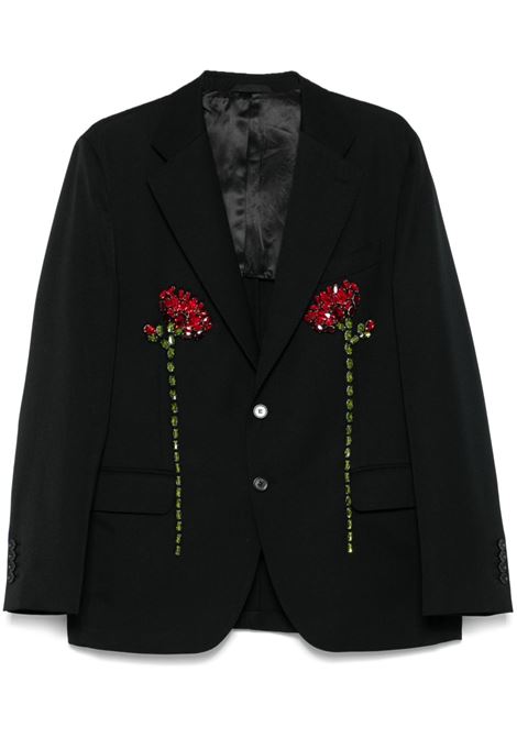 Black double-carnation-embellished blazer Simone Rocha - men SIMONE ROCHA | Blazers | 6055DB1217BLKRDMLT