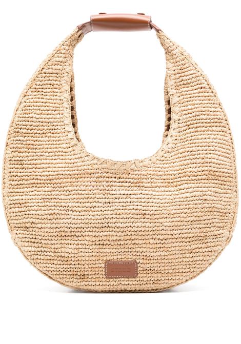 Borsa a spalla Moon grande in rafia in beige STAUD - donna STAUD | Borse a spalla | H24S6011RBANTTN