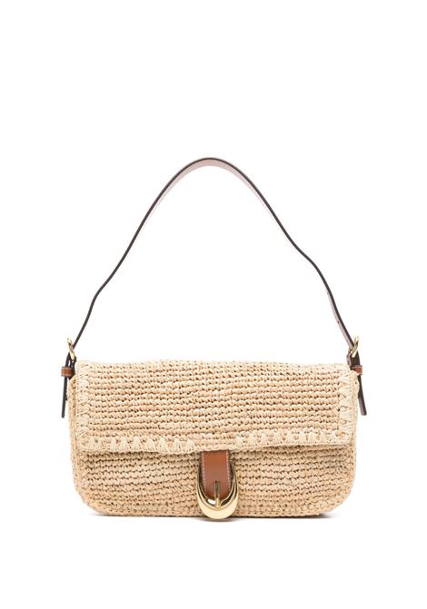 Borsa a spalla harlow rafia in beige Staud - donna