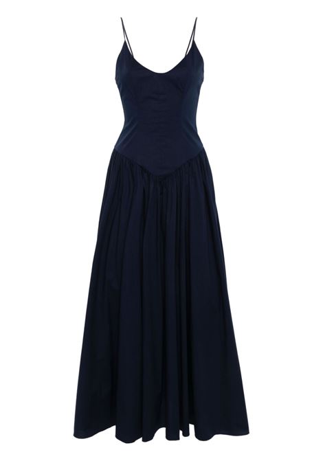 Navy blue Dena flared maxi dress Staud - women STAUD | R24S2109PONVY