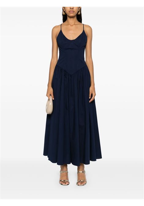 Navy blue Dena flared maxi dress Staud - women STAUD | R24S2109PONVY