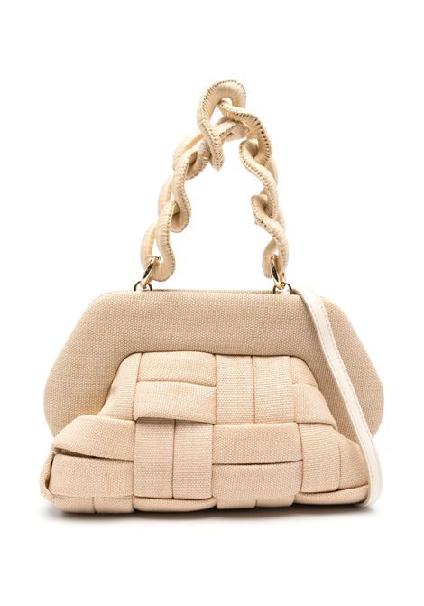 Borsa tia weaved straw in beige Themoirè - donna