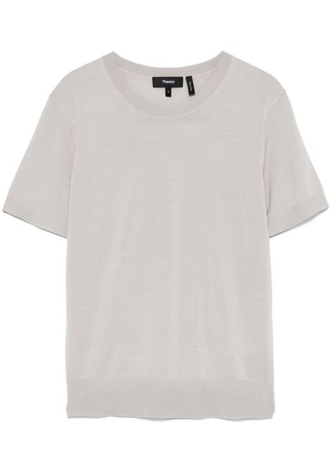 T-shirt in lana in grigio chiaro Theory - donna