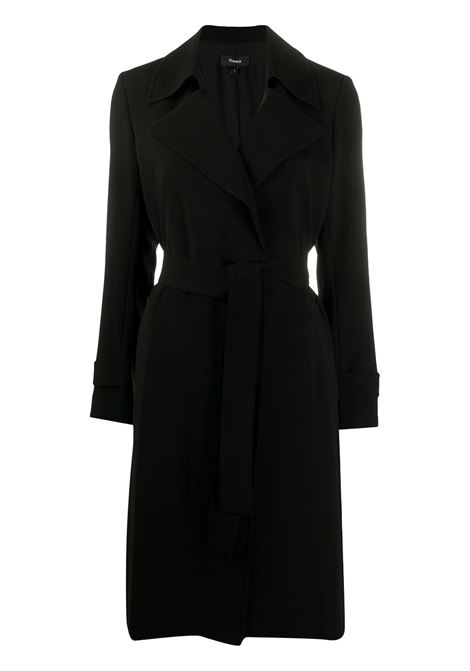 Black mid-length belted coat - THEORY -  women