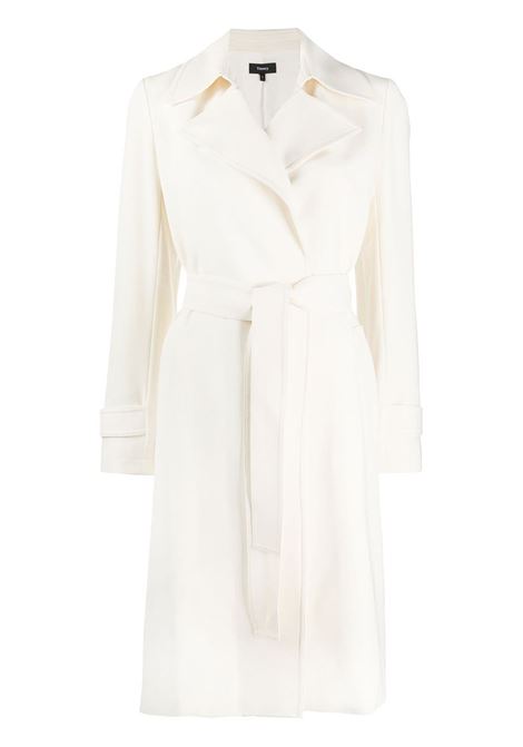 Trench con cintura in bianco avorio Theory - donna