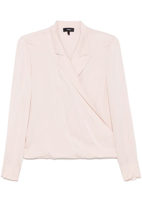 Light pink peak lapel wrap blouse Theory - women