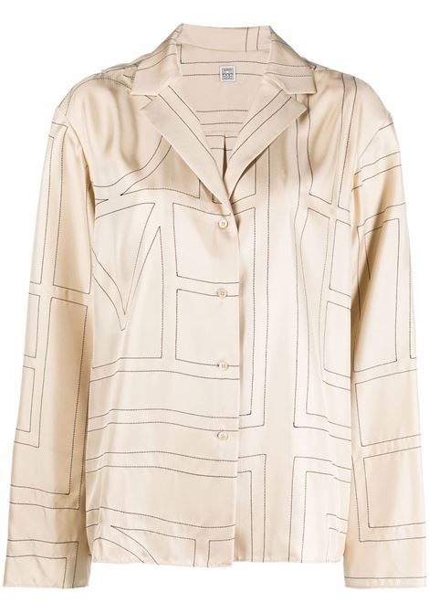 Camicia con monogramma in beige Toteme - donna