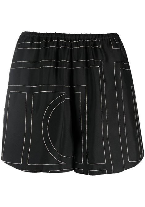 Shorts con stampa monogramma in nero - TOTEME  - donna TOTEME | Shorts | 223226707925