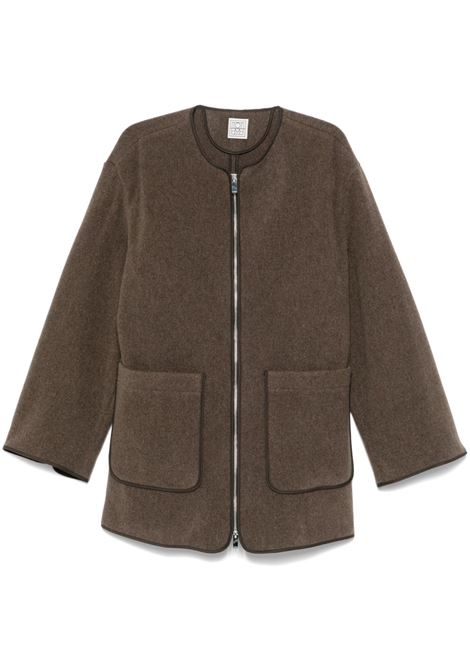 Brown zip-up wool jacket Toteme - women