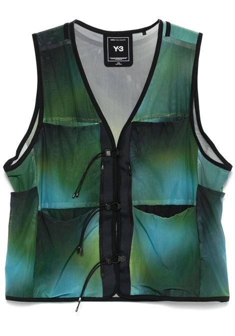 Gilet in rete con stampa in verde Y-3 - uomo Y-3 | Capispalla | JL8300MLT