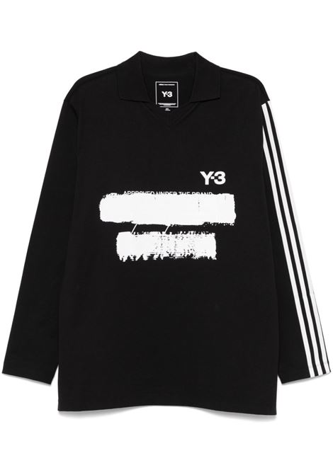 Black graphic-logo long-sleeves polo shirt Y-3 - unisex Y-3 | JN4876BLK