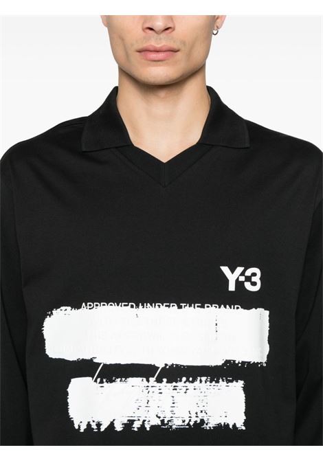 Black graphic-logo long-sleeves polo shirt Y-3 - unisex Y-3 | JN4876BLK