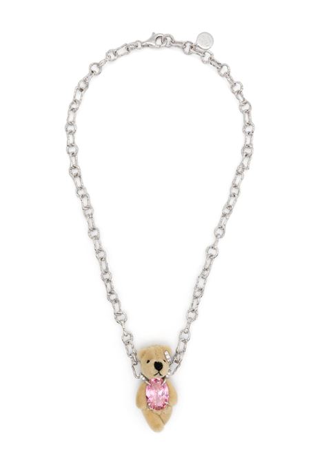 silver furry bear necklace yvmin - women