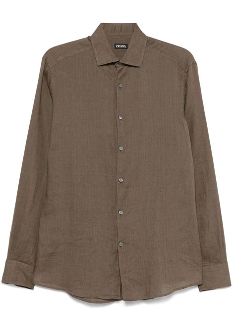 Camicia in lino in marrone Zegna - uomo