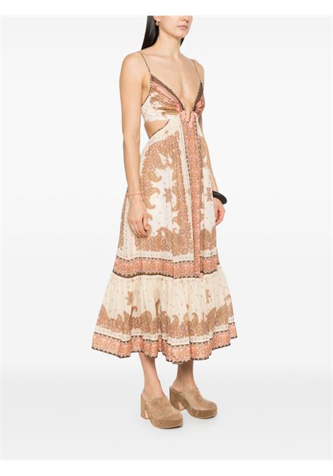 Abito lungo Maxine Plunge in beige e avorio Zimmermann - donna ZIMMERMANN | 1746DRS254ORP