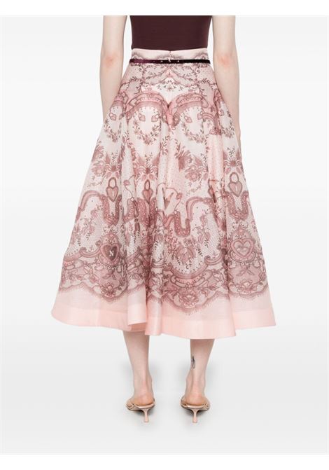 Powder pink Crush flared midi skirt Zimmermann - women ZIMMERMANN | 2272SR251PNKLACPRI