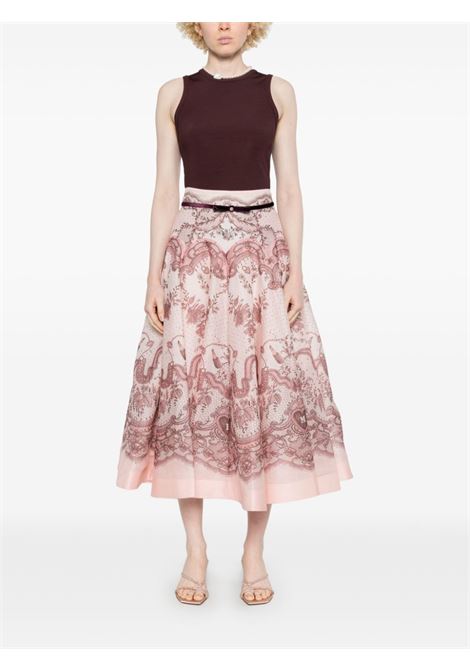 Powder pink Crush flared midi skirt Zimmermann - women ZIMMERMANN | 2272SR251PNKLACPRI