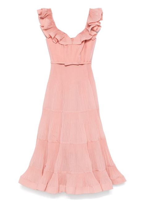 Pink pleated frilled midi dress Zimmermann - women ZIMMERMANN | 2477DR25RLIP