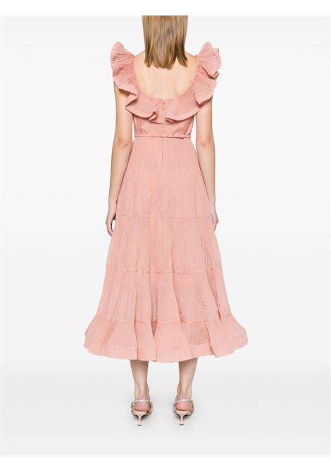 Pink pleated frilled midi dress Zimmermann - women ZIMMERMANN | 2477DR25RLIP