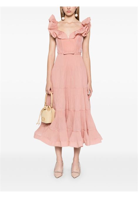 Pink pleated frilled midi dress Zimmermann - women ZIMMERMANN | 2477DR25RLIP